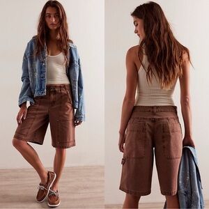 Free People Brown Carpenter Bermuda Shorts